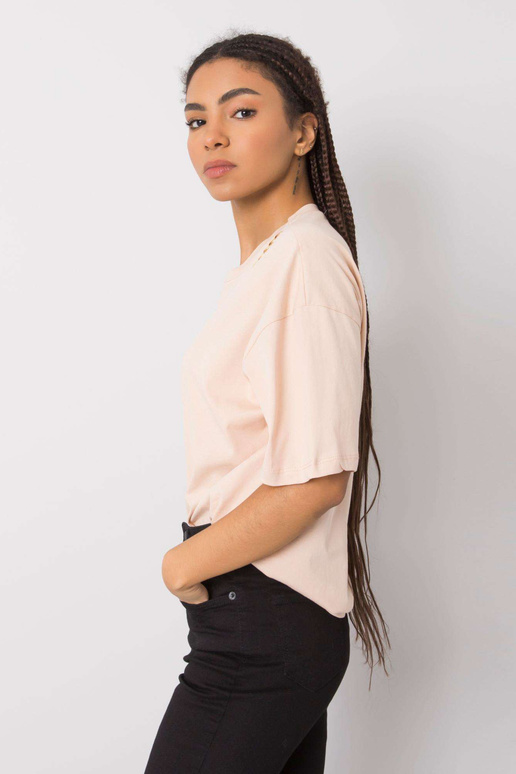 Persiku krāsas kokvilnas t-krekls...