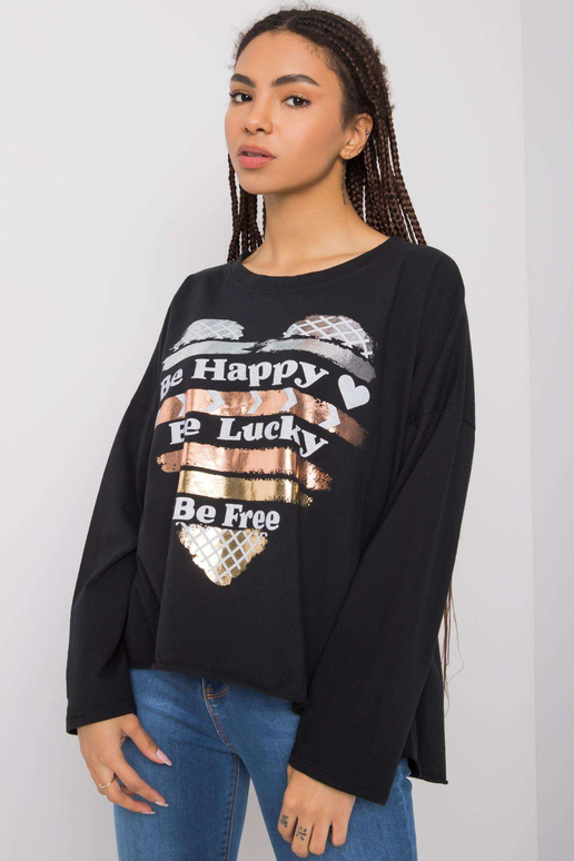 Miriana melna blūze ar garām piedurknēm