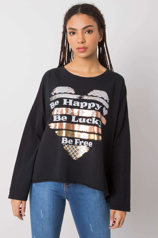 Miriana melna blūze ar garām piedurknēm