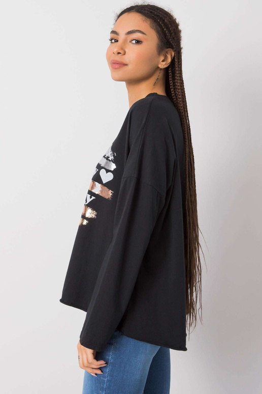Miriana melna blūze ar garām piedurknēm