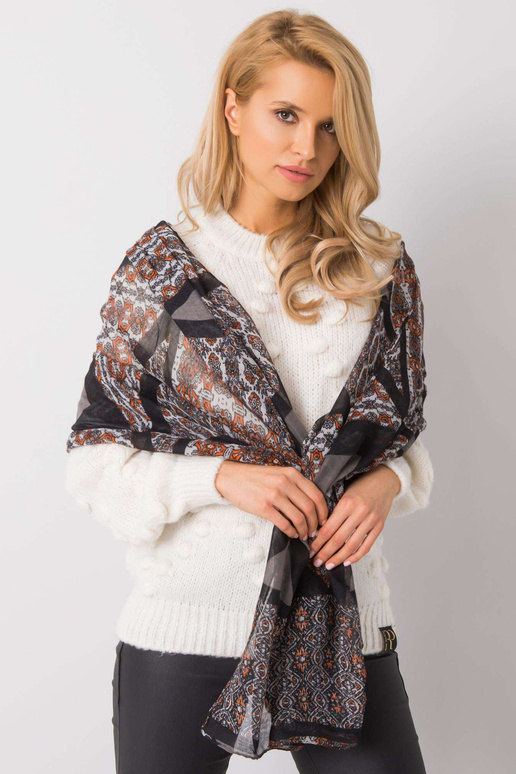 Melna un oranža raksta šalle