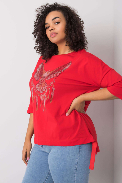 Sarkana blūze ar Cassia aplikācijām