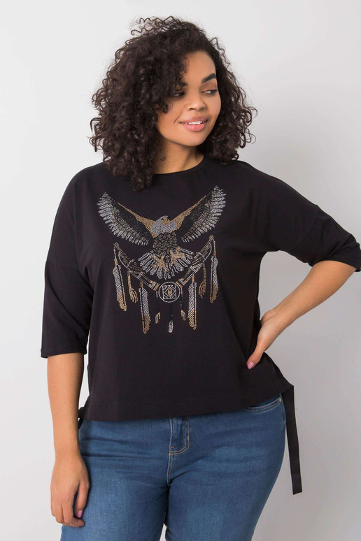 Melna blūze ar Cassia aplikācijām