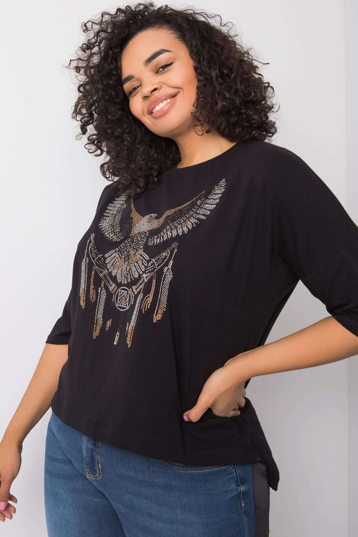 Melna blūze ar Cassia aplikācijām