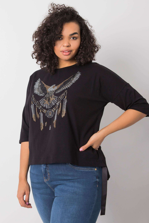 Melna blūze ar Cassia aplikācijām