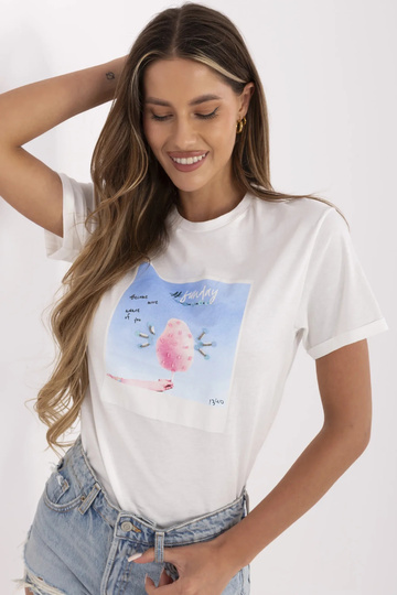 Balts Kadi kokvilnas T-krekls 2