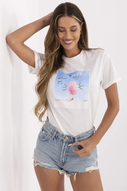 Balts Kadi kokvilnas T-krekls