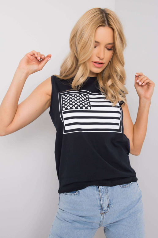 Tumši zils tops ar apdruku Petra RUE...