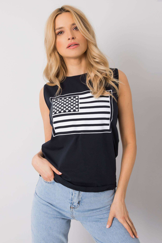 Tumši zils tops ar apdruku Petra RUE...