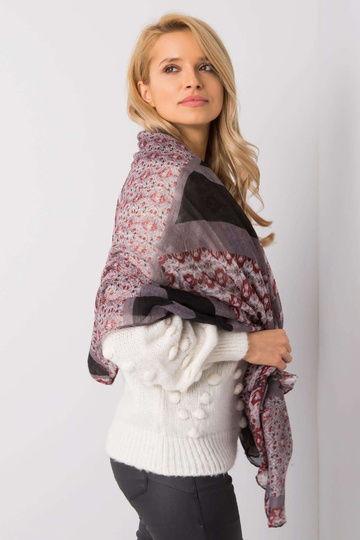 Pelēks-bordo šalle ar rakstiem