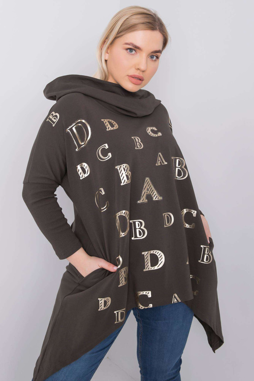 Tumšs Khaki liela izmēra kapucis Aina