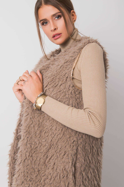 Tumši bēša kažokādas veste Sybille