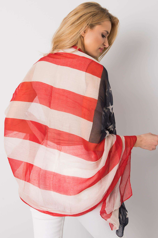 Sarkans un bēšs iesaiņojums ar apdruku