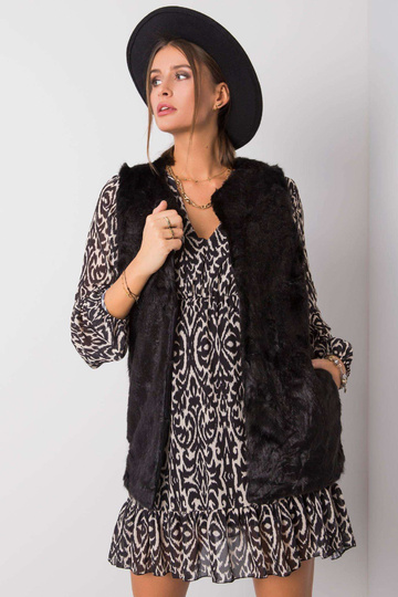 Adelle melnā kažokādas veste