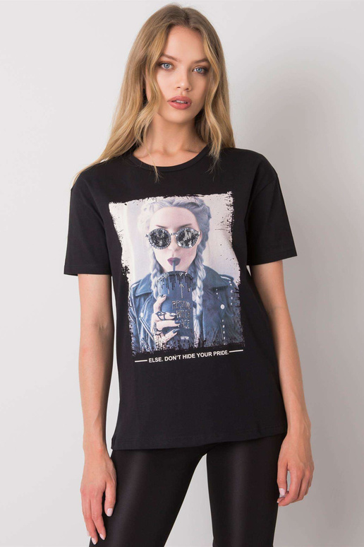 Melns T-krekls ar Kemmy apdruku