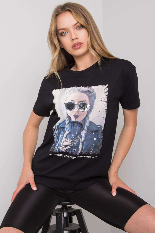 Melns T-krekls ar Kemmy apdruku