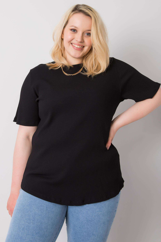 Melna plus izmēra blūze ar svītru Stella