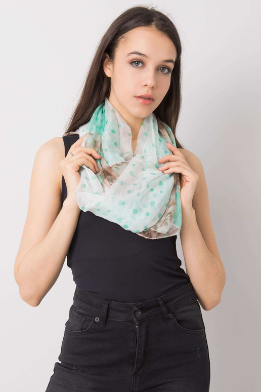 Zaļa un bēša šalle ar rakstiem