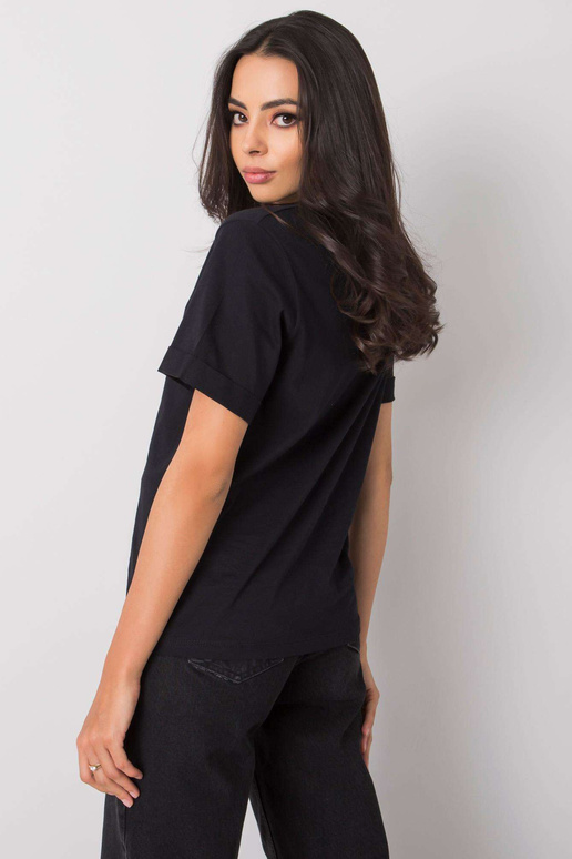 Melns kokvilnas T-krekls Guida