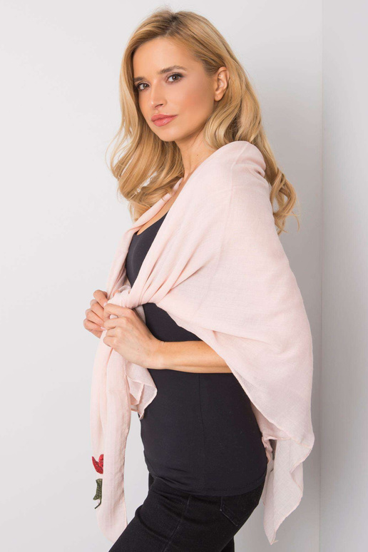 Gaiši rozā pleds ar ziedu svītrām