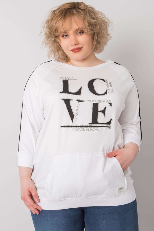 Balta plus izmēra blūze ar kabatu Meg