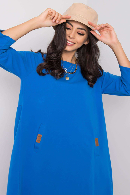 Tumši zila Dalenne kleita ar apaļu kaklu