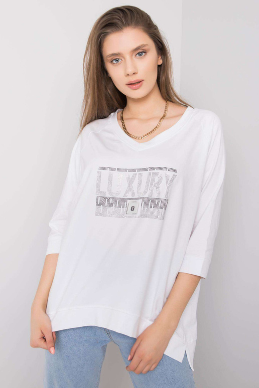 Balta blūze ar Tinsley aplikāciju