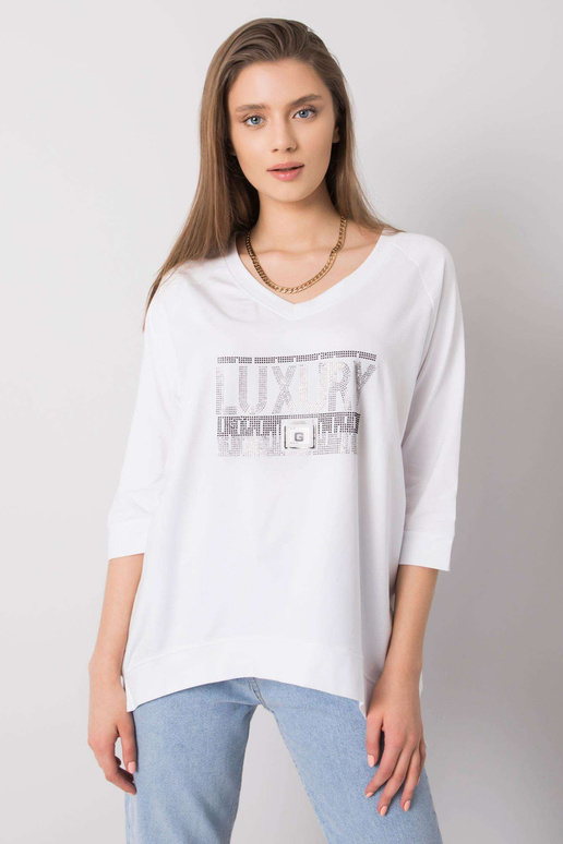 Balta blūze ar Tinsley aplikāciju