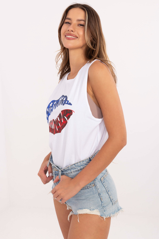 Balts tops ar apdruku Candela RUE PARIS