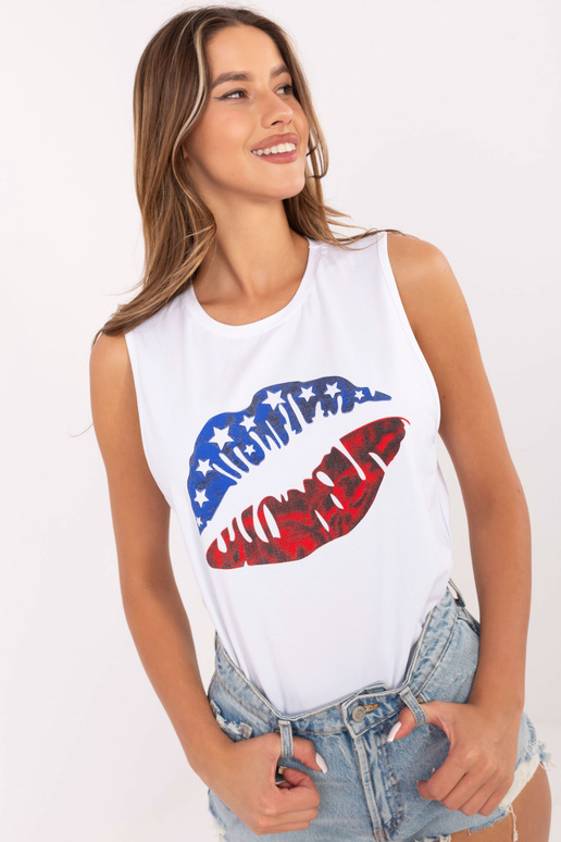 Balts tops ar apdruku Candela RUE PARIS