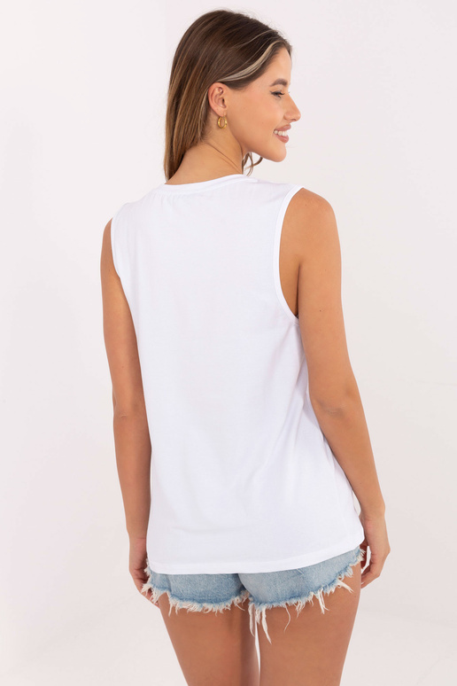 Balts tops ar apdruku Candela RUE PARIS