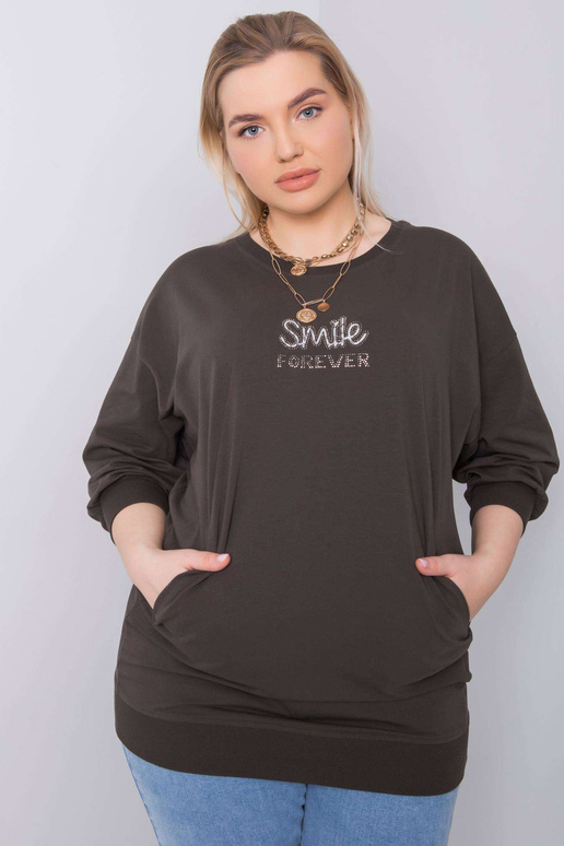 Tumša haki krāsas plus izmēra blūze...