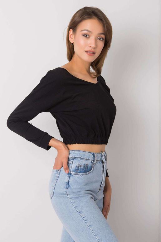 Jaycee RUE PARIS melna kokvilnas blūze