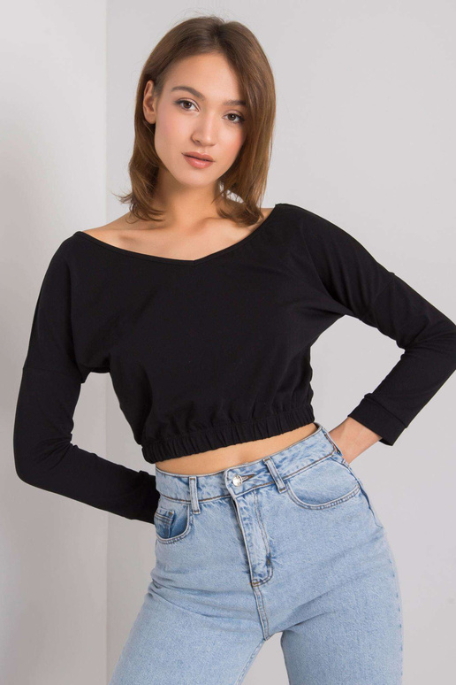 Jaycee RUE PARIS melna kokvilnas blūze