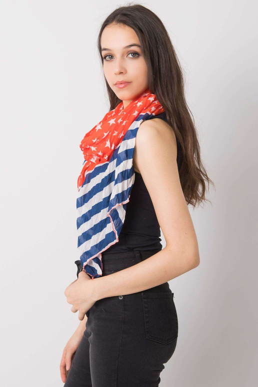 Sarkans un tumši zils pleds ar apdruku