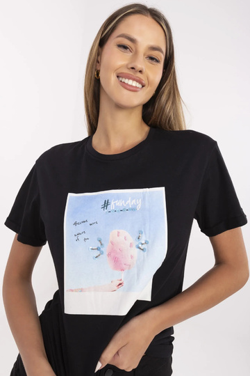 Melns Kadi kokvilnas T-krekls 2