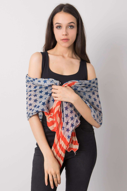 Zila un sarkana šalle ar apdruku