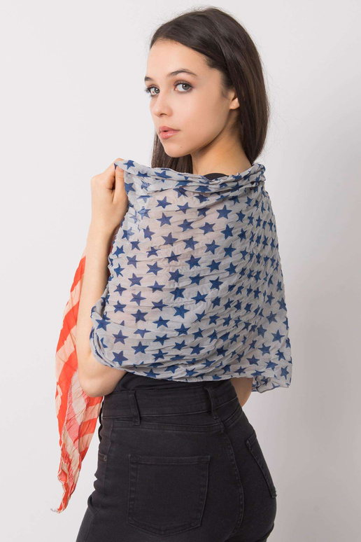 Zila un sarkana šalle ar apdruku