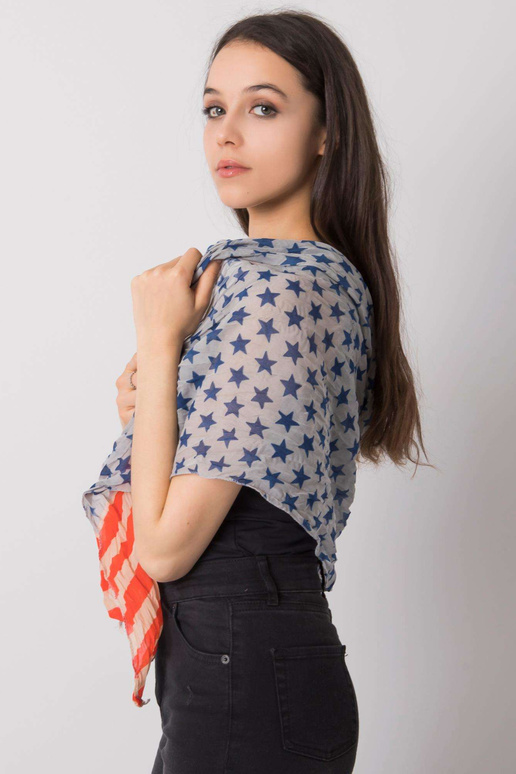 Zila un sarkana šalle ar apdruku