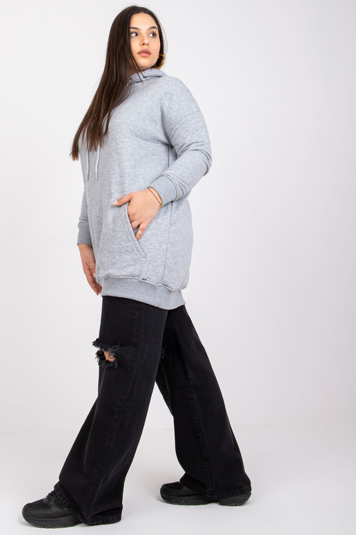 Pelēka melanža liela izmēra kapuce Luna