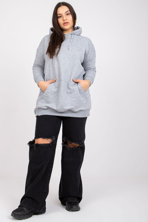 Pelēka melanža liela izmēra kapuce Luna