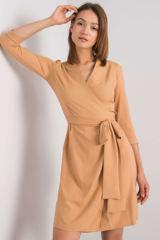 Tumši bēša kleita ar kaklasaiti Edelie