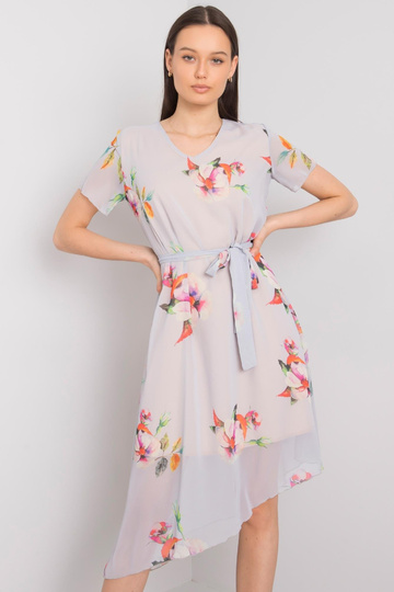 Pelēka kleita ar ziediem...