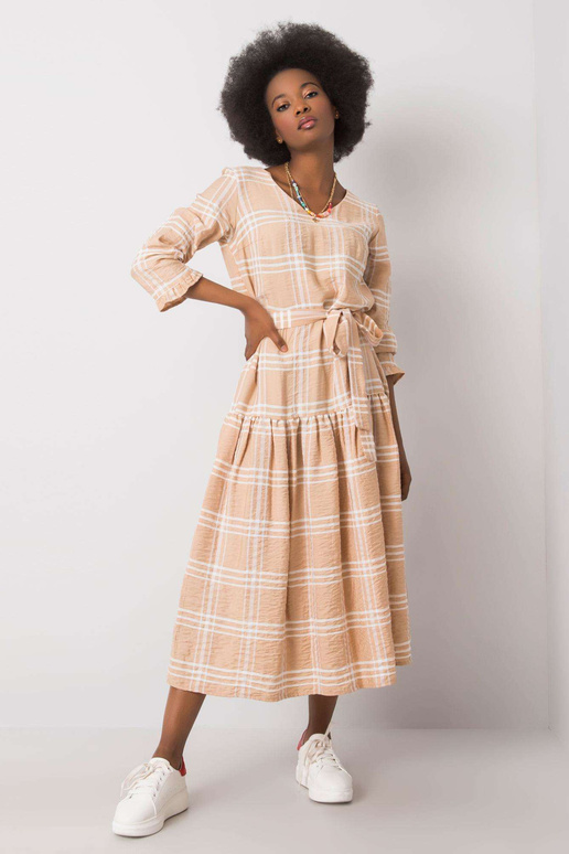 Bēša rūtaina kleita Giana