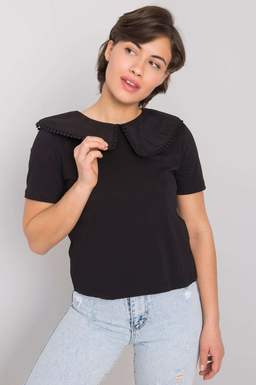 Melna blūze ar apkakli Kaysie RUE PARIS Melna blūze ar apkakli Kaysie RUE PARIS