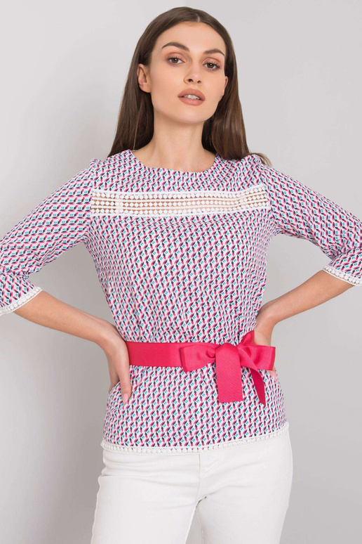 Balta un rozā blūze ar Ifrah rakstiem