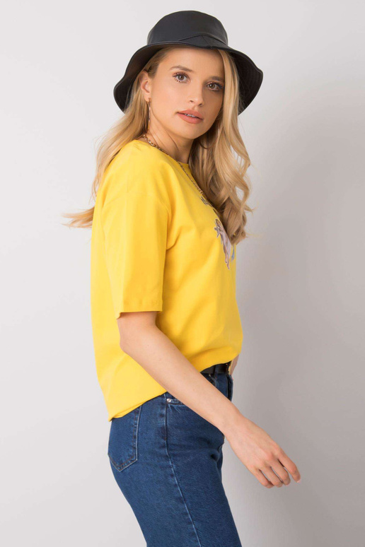 Dzeltens t-krekls ar apdruku Jasmine...