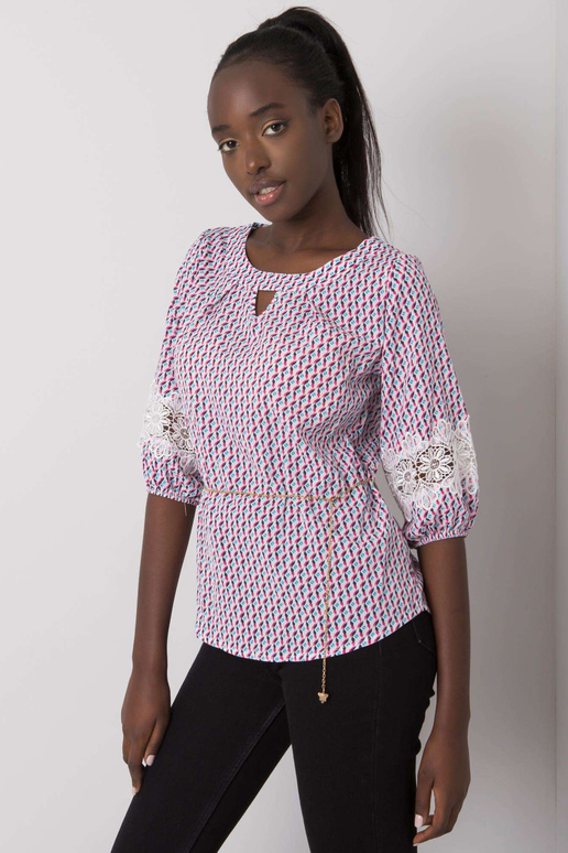 Balta un rozā blūze ar Jazmin rakstiem