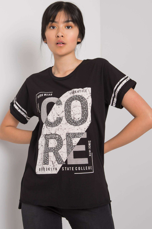 Melns T-krekls ar dzintara apdruku