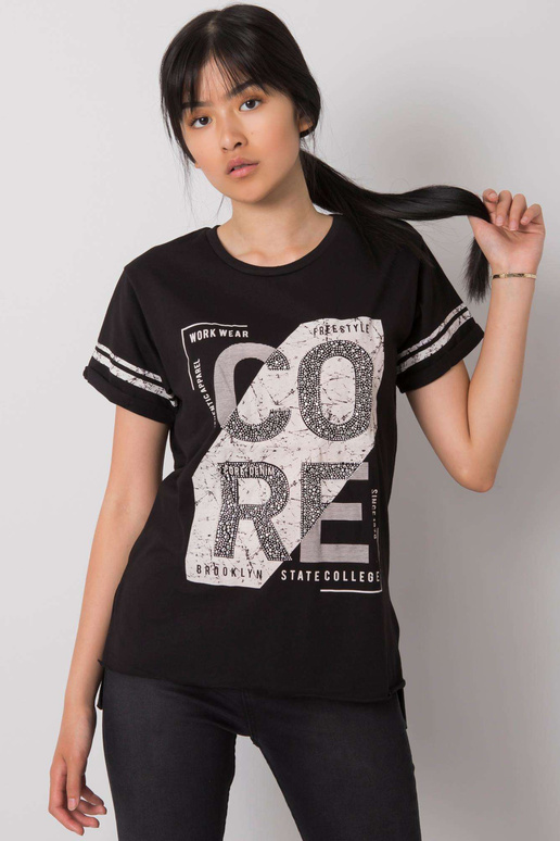 Melns T-krekls ar dzintara apdruku